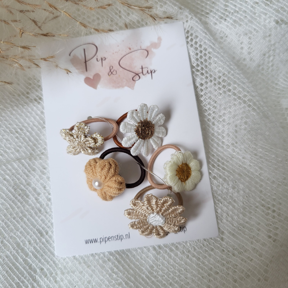 Setje Mini Haarelastiekjes Happy Flowers