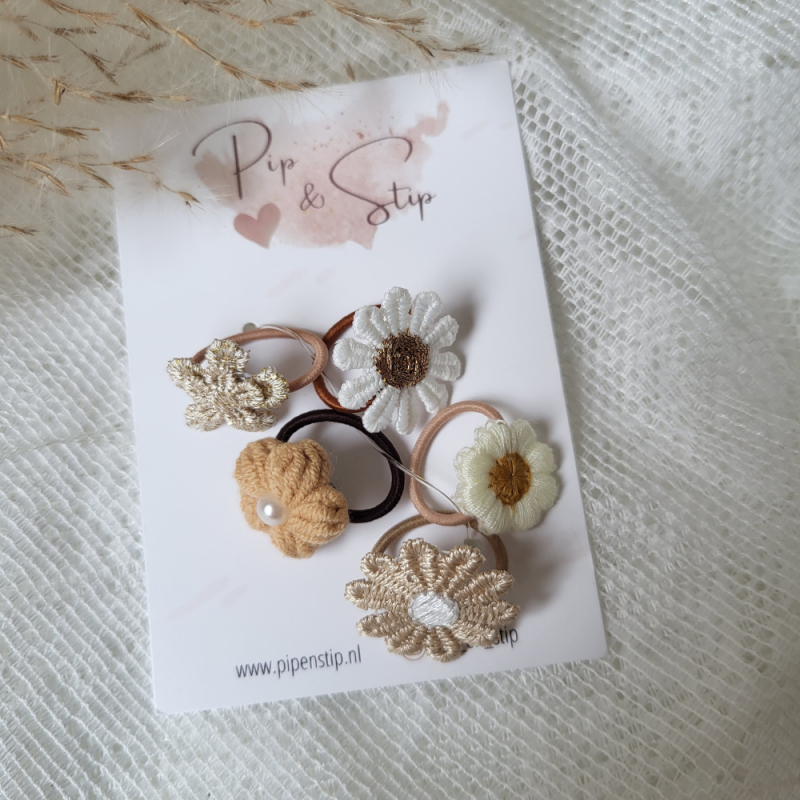 Setje Mini Haarelastiekjes Happy Flowers