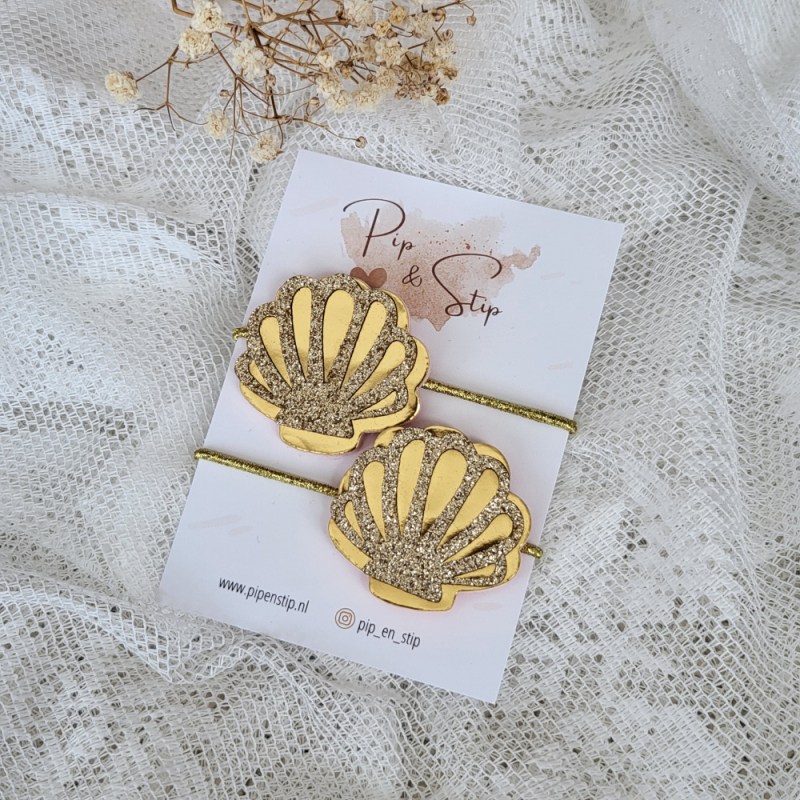 Maxi Haarelastieken Schelp Goud