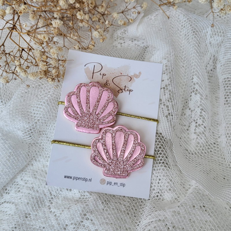 Maxi Haarelastieken Schelp Roze