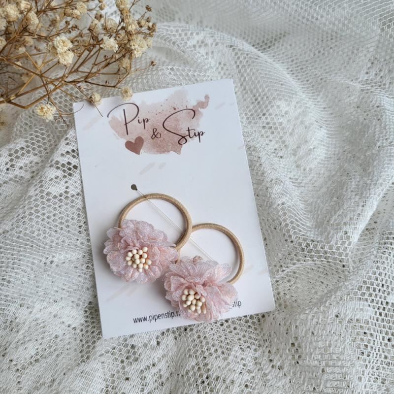 Midi Haarelastieken Lily Flower Roze