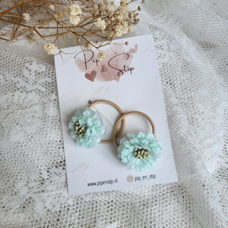 Midi Haarelastieken Lily Flower Mint