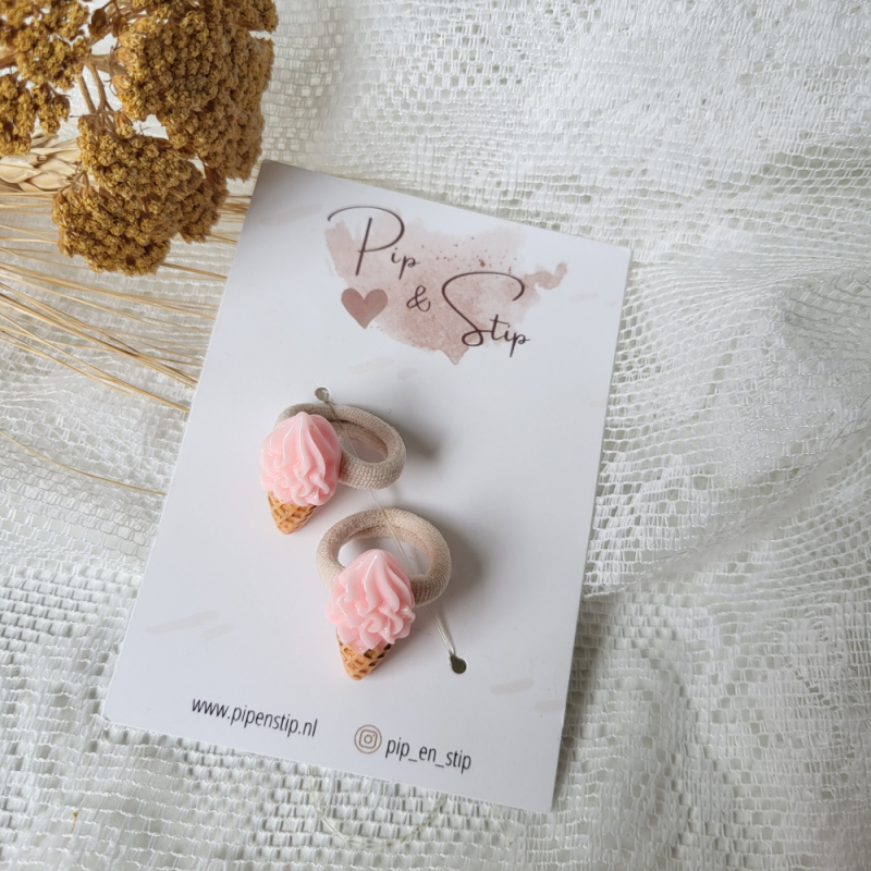 Haarelastiekjes Softijs Aardbei