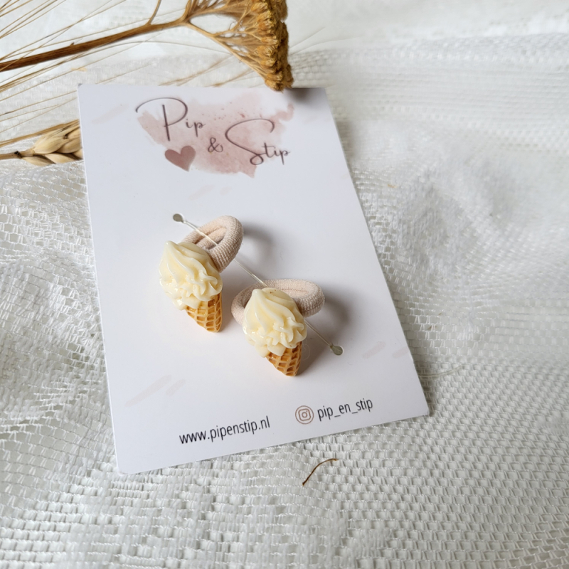 Haarelastiekjes Vanille Softijs