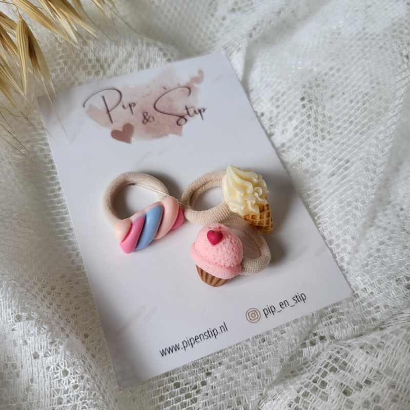 Setje Haarelastiekjes Snoepwinkel
