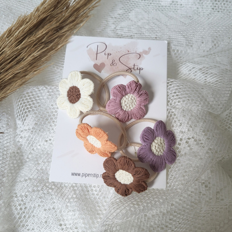 Midi Haarelastiekjes Flowers Mix