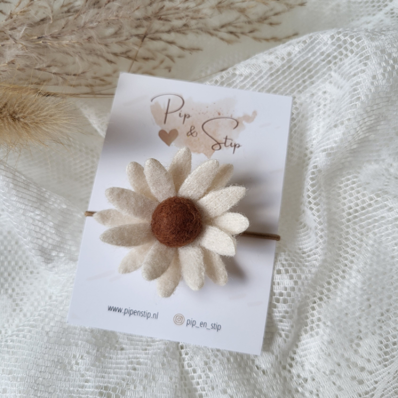 Maxi Haarelastiek Velvet Bloom Ecru