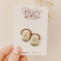 Mini Haarelastiekjes Vintage Flower Beige