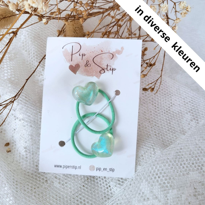 Midi Haarelastiekjes Shiny Hearts