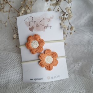 Maxi Haarelastieken Orange Flowers