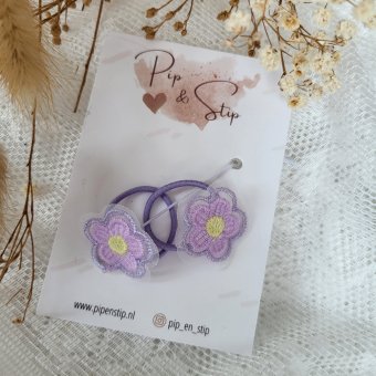 Midi Haarelastiekjes Little Pink Flower