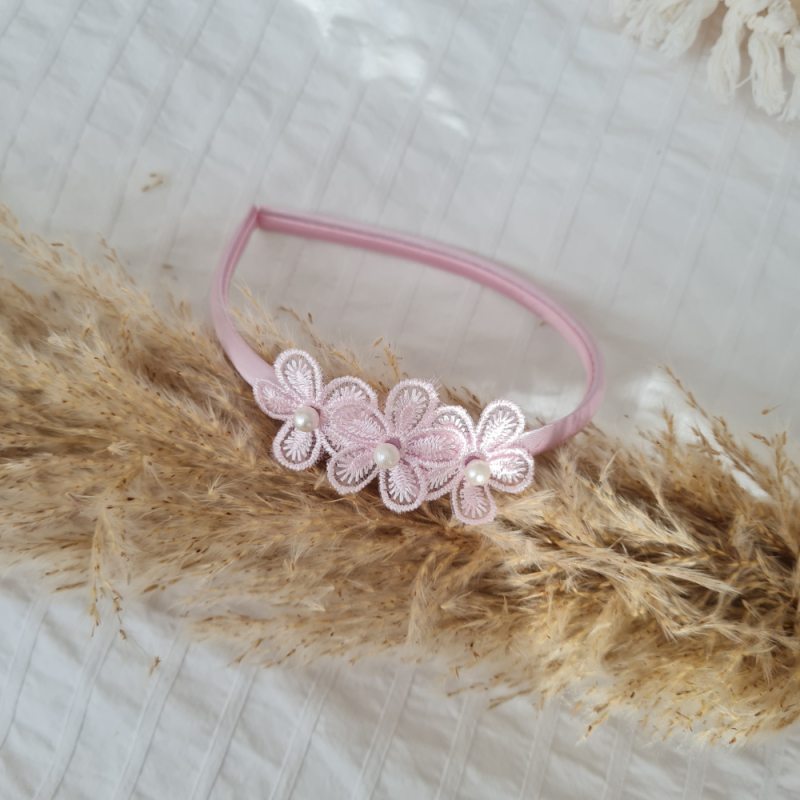Diadeem Parel Bloemetjes Roze