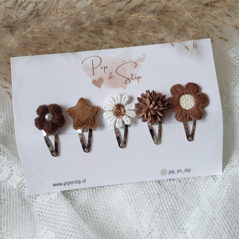 Setje Haarspeldjes Happy Brown