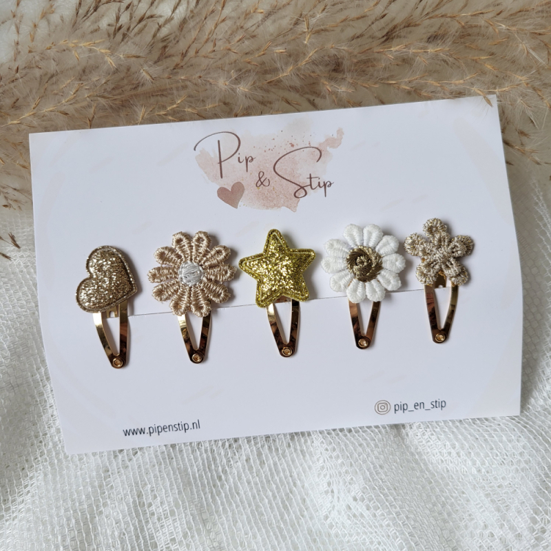 Setje Haarspeldjes Happy Gold