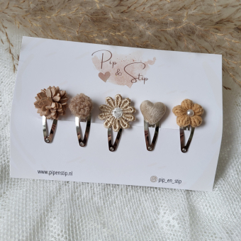 Setje Haarspeldjes Happy Beige