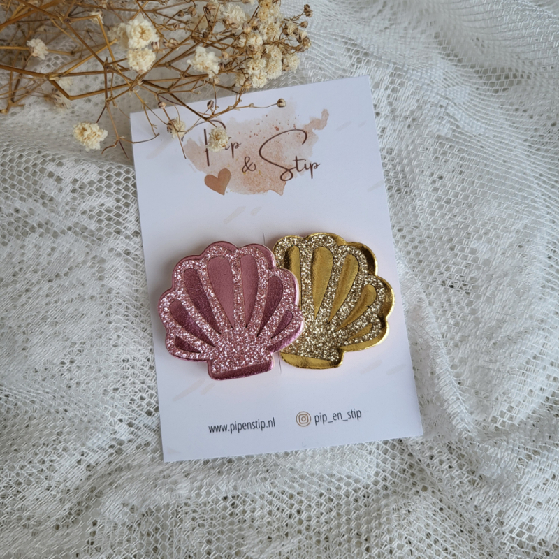 Alligatorspeld Glitter Schelpjes