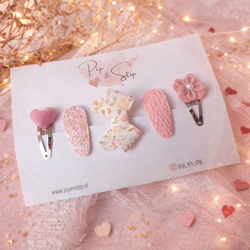 Setje Haarspeldjes Pink Valentine