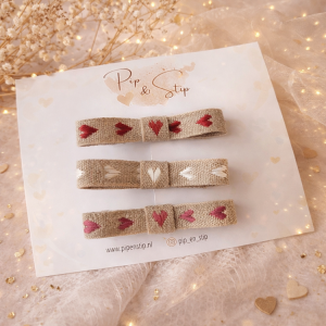 Haarstrikjes Linnen Hartjes