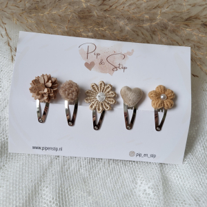 Setje Haarspeldjes Happy Beige
