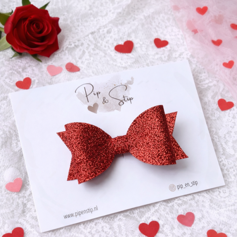 Haarstrik Valentijn Rode Glitters