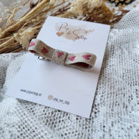 Haarstrikje Linnen Hartjes Roze