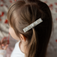 Haarstrikje Linnen Hartjes Wit