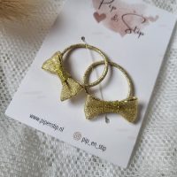 Midi Haarelastiekjes Glitter Strikjes Goud