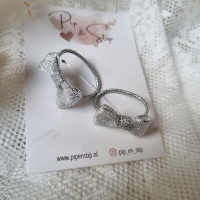 Midi Haarelastiekjes Glitter Strikjes Zilver