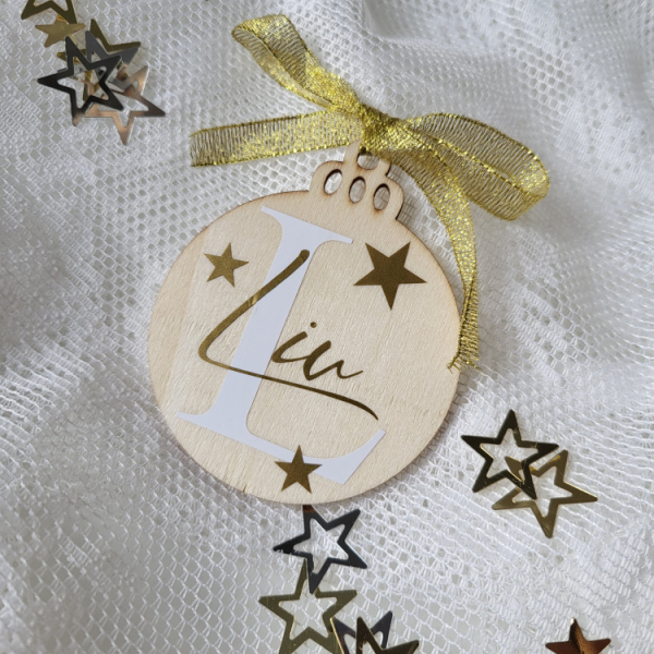 Houten Kerstbal Met Naam