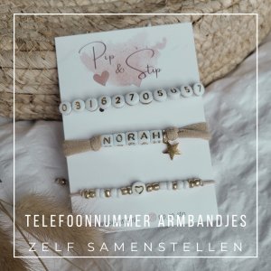 Telefoonnummerarmbandje Zelf Samenstellen