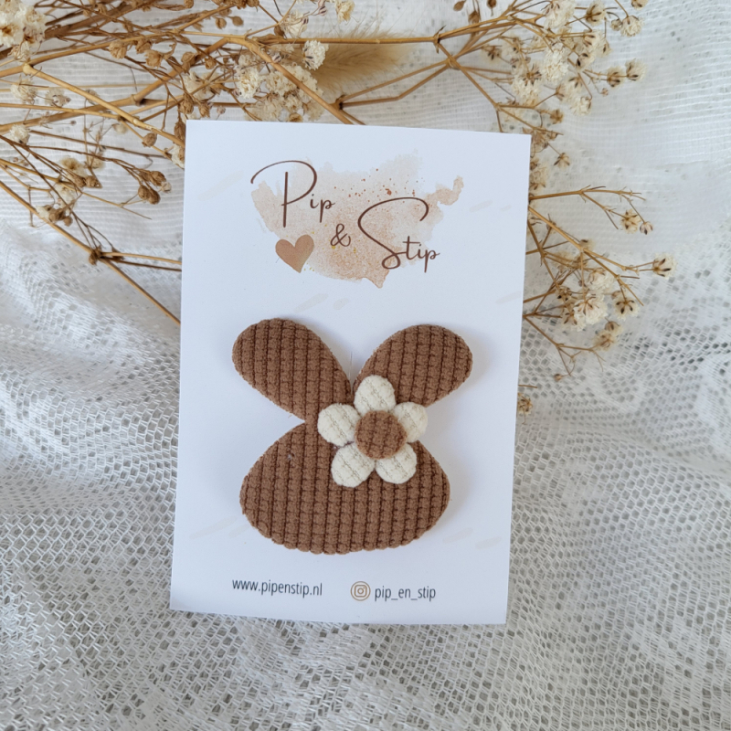 Alligatorspeld Flower Bunny Bruin