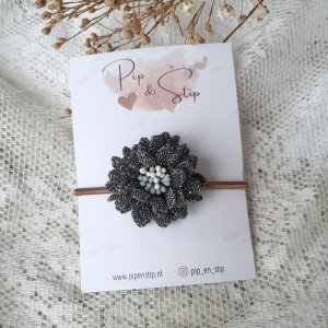 Maxi Haarelastiek Glitter Flower Zilver