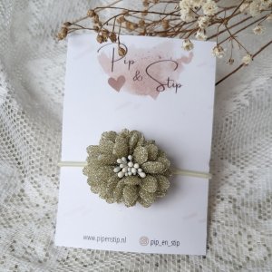 Maxi Haarelastiek Glitter Flower Goud