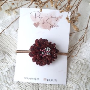 Maxi Haarelastiek Glitter Flower Rood